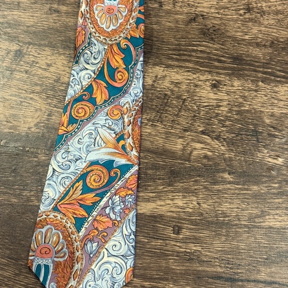 Dior Paisley Silk Tie in Orange and Teal - Picture 1 of 7